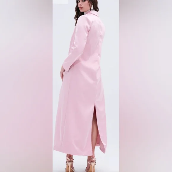 AKIRA Pink Satin Trench Coat - Picture 4 of 4
